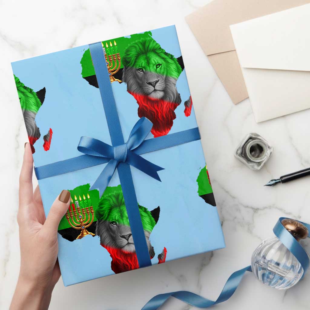 Happy Kwanzaa Lion Wrapping Paper Roll African Heritage Pride Gift For Men TS12 Light Blue Print Your Wear