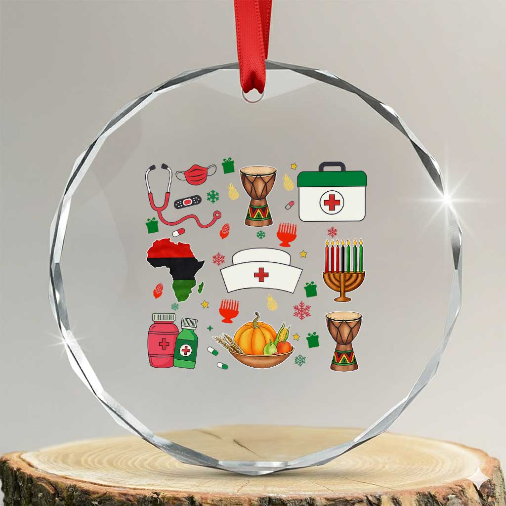 Happy Kwanzaa Nurse Pride Crystal Glass Ornament African Culture Holiday Gift TS12 Transparent Glass 3'' Circle Print Your Wear