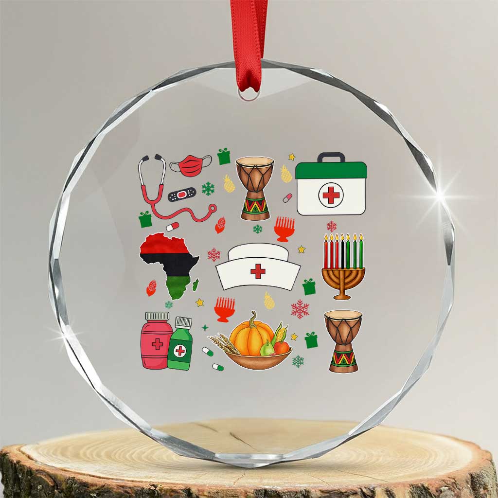 Happy Kwanzaa Nurse Pride Crystal Glass Ornament African Culture Holiday Gift - Print Your Wear