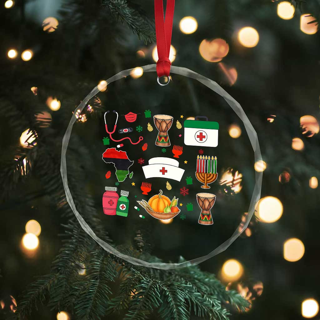 Happy Kwanzaa Nurse Pride Crystal Glass Ornament African Culture Holiday Gift - Print Your Wear