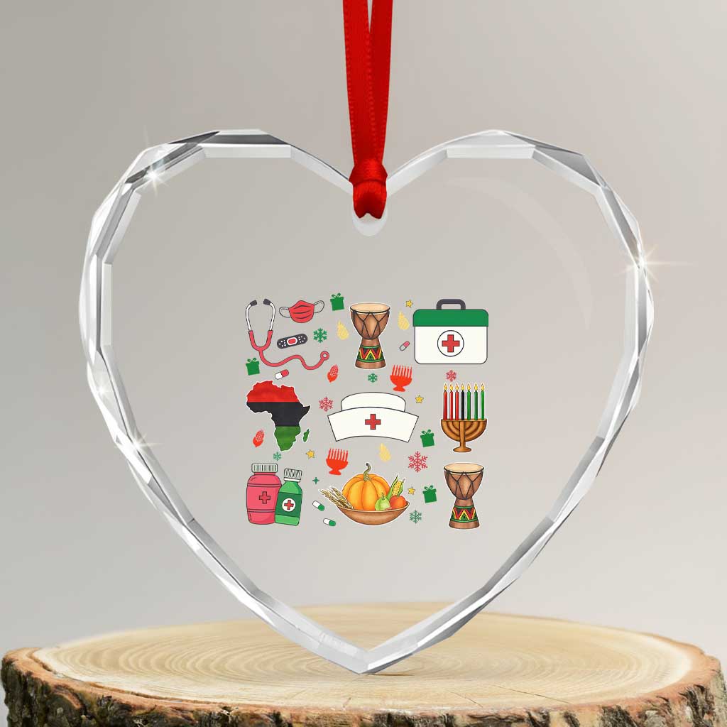 Happy Kwanzaa Nurse Pride Heart Crystal Glass Ornament African Culture Holiday Gift TS12 Transparent Glass 3'' Heart Print Your Wear