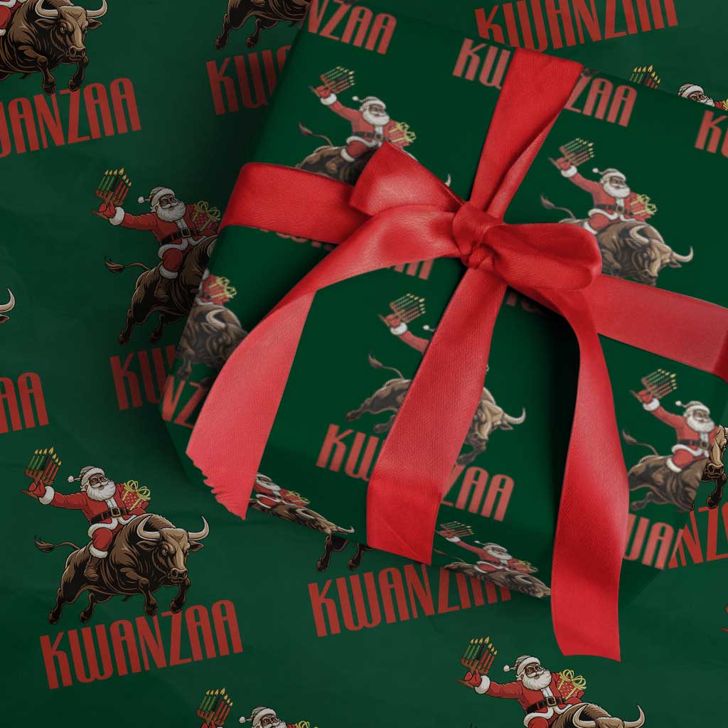 Happy Kwanzaa Wrapping Paper Roll Rodeo Black Santa African American Holiday Gift TS12 Green Print Your Wear