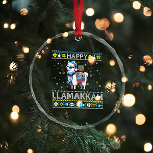 Happy LLamakkah Crystal Glass Ornament Funny Llama Ugly Hanukkah Christmas Gift TS12 Print Your Wear