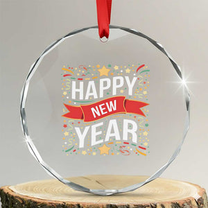 Happy New Year 2025 Crystal Glass Ornament Confetti Fireworks Party Supplies Family Matching TS02 Transparent Glass 3'' Circle Print Your Wear