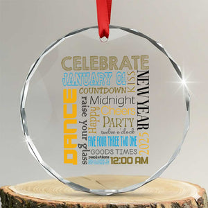 Happy New Year 2025 Crystal Glass Ornament New Year's Eve Activities TS11 Transparent Glass 3'' Circle Print Your Wear
