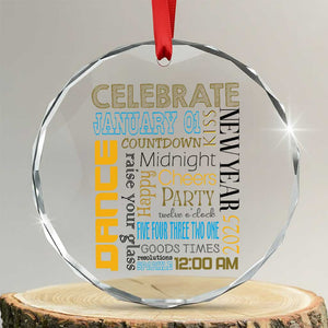 Happy New Year 2025 Crystal Glass Ornament New Year's Eve Activities TS11 Transparent Glass 3'' Circle Print Your Wear