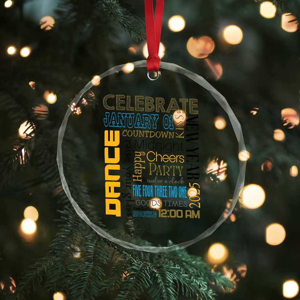 Happy New Year 2025 Crystal Glass Ornament New Year's Eve Activities TS11 Print Your Wear