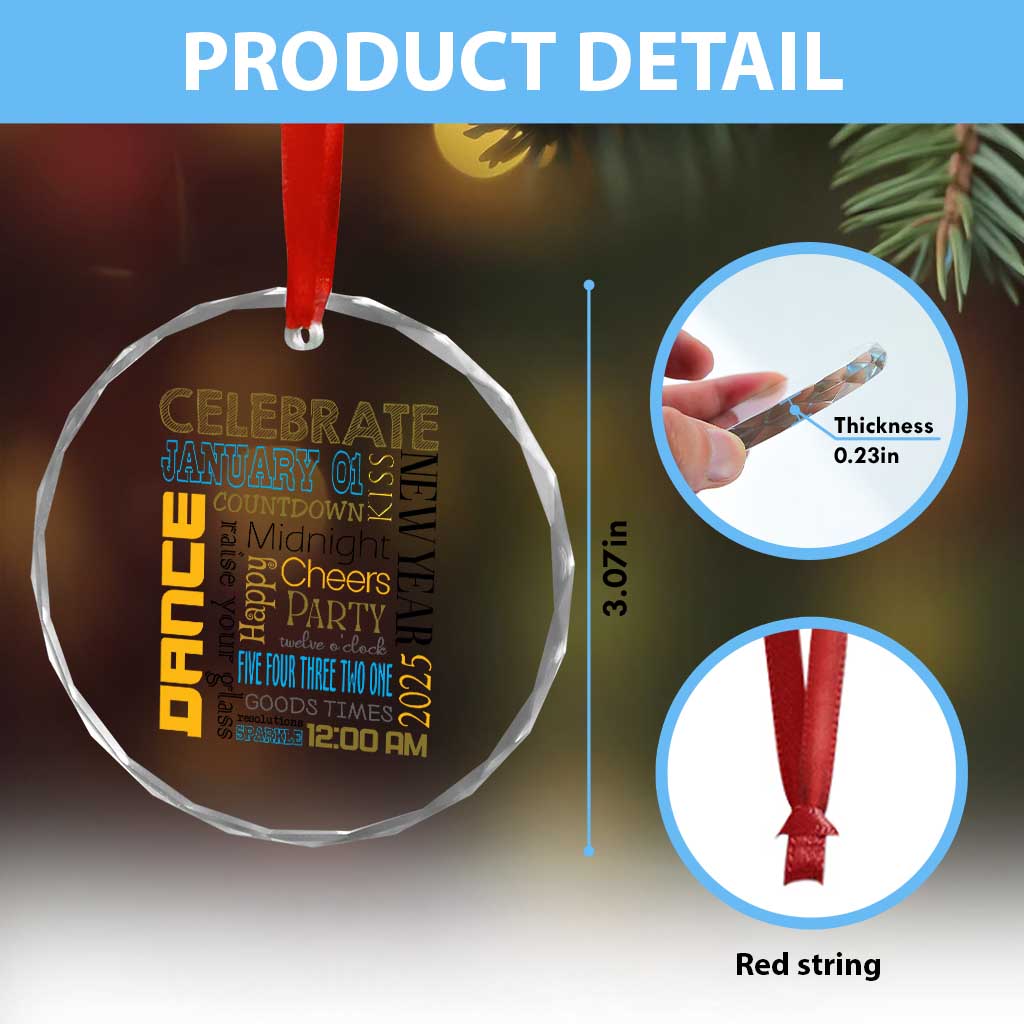 Happy New Year 2025 Crystal Glass Ornament New Year's Eve Activities TS11 Print Your Wear