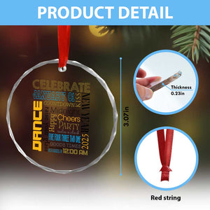 Happy New Year 2025 Crystal Glass Ornament New Year's Eve Activities TS11 Print Your Wear