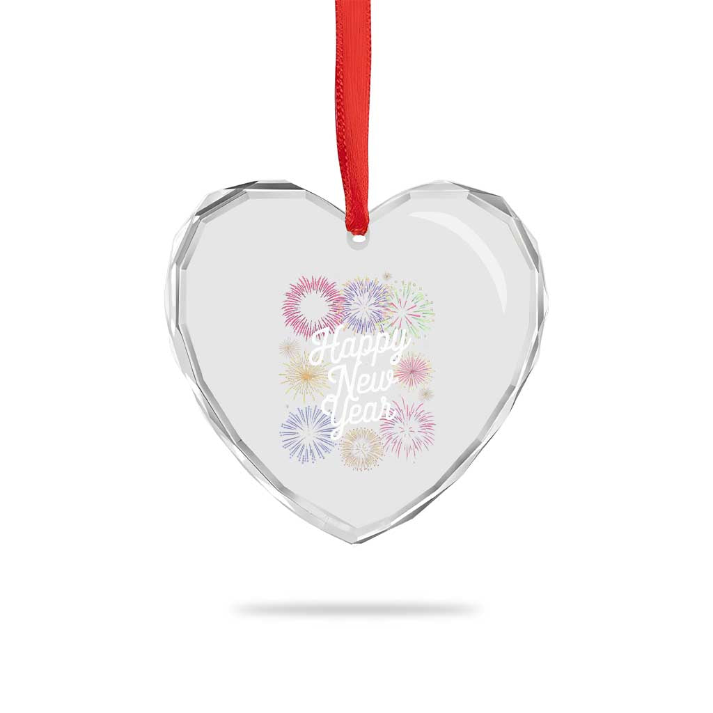 Happy New Year 2025 Heart Crystal Glass Ornament Fireworks Party Supplies Family Matching TS02 Print Your Wear