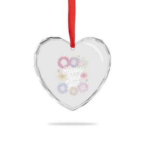 Happy New Year 2025 Heart Crystal Glass Ornament Fireworks Party Supplies Family Matching TS02 Print Your Wear