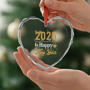 Happy New Year 2025 Heart Crystal Glass Ornament New Year's Eve Party Family Matching TS11 Print Your Wear