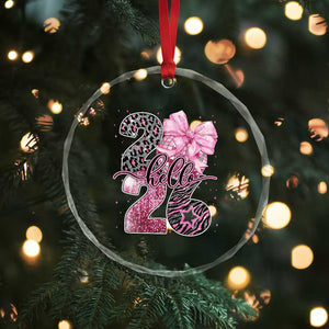 Happy New Year 2026 Crystal Glass Ornament Hello 2026 Disco Ball Pink Coquette Bow Faux Glitter TS11 Print Your Wear