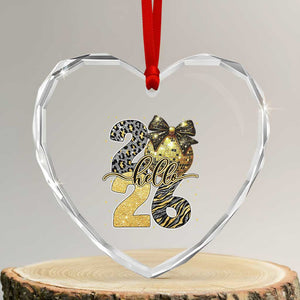 Happy New Year 2026 Heart Crystal Glass Ornament Hello 2026 Disco Ball Coquette Bow Faux Glitter TS11 Transparent Glass 3'' Heart Print Your Wear