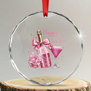 Happy New Year 2026 New Years Eve Party Crystal Glass Ornament Pink Cocktail Disco Ball TS11 Transparent Glass 3'' Circle Print Your Wear