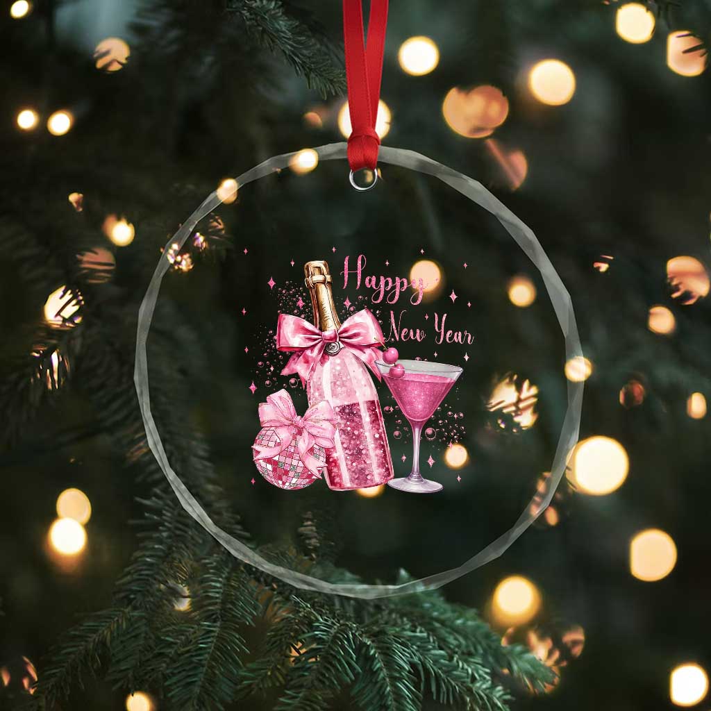 Happy New Year 2026 New Years Eve Party Crystal Glass Ornament Pink Cocktail Disco Ball TS11 Print Your Wear