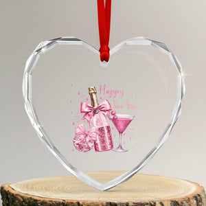 Happy New Year 2026 New Years Eve Party Heart Crystal Glass Ornament Pink Cocktail Disco Ball TS11 Transparent Glass 3'' Heart Print Your Wear