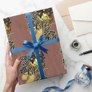 Happy New Year 2026 Wrapping Paper Roll Hello 2026 Disco Ball Coquette Bow Faux Glitter TS11 Mocha Print Your Wear