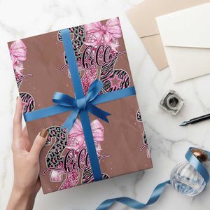 Happy New Year 2026 Wrapping Paper Roll Hello 2026 Disco Ball Pink Coquette Bow Faux Glitter TS11 Mocha Print Your Wear