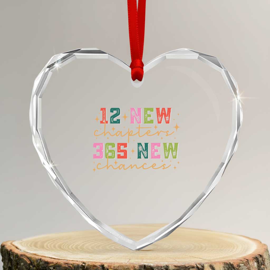 Happy New Year Heart Crystal Glass Ornament 12 New Chapters 365 New Chances TS09 Transparent Glass 3'' Heart Print Your Wear