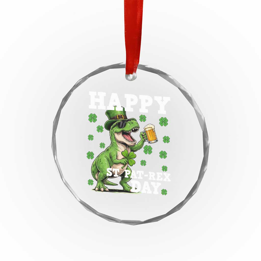 Happy St Pat Rex Day Crystal Glass Ornament Funny Dinosaur Drinking Beer TS12 Print Your Wear
