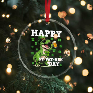 Happy St Pat Rex Day Crystal Glass Ornament Funny Dinosaur Drinking Beer TS12 Print Your Wear