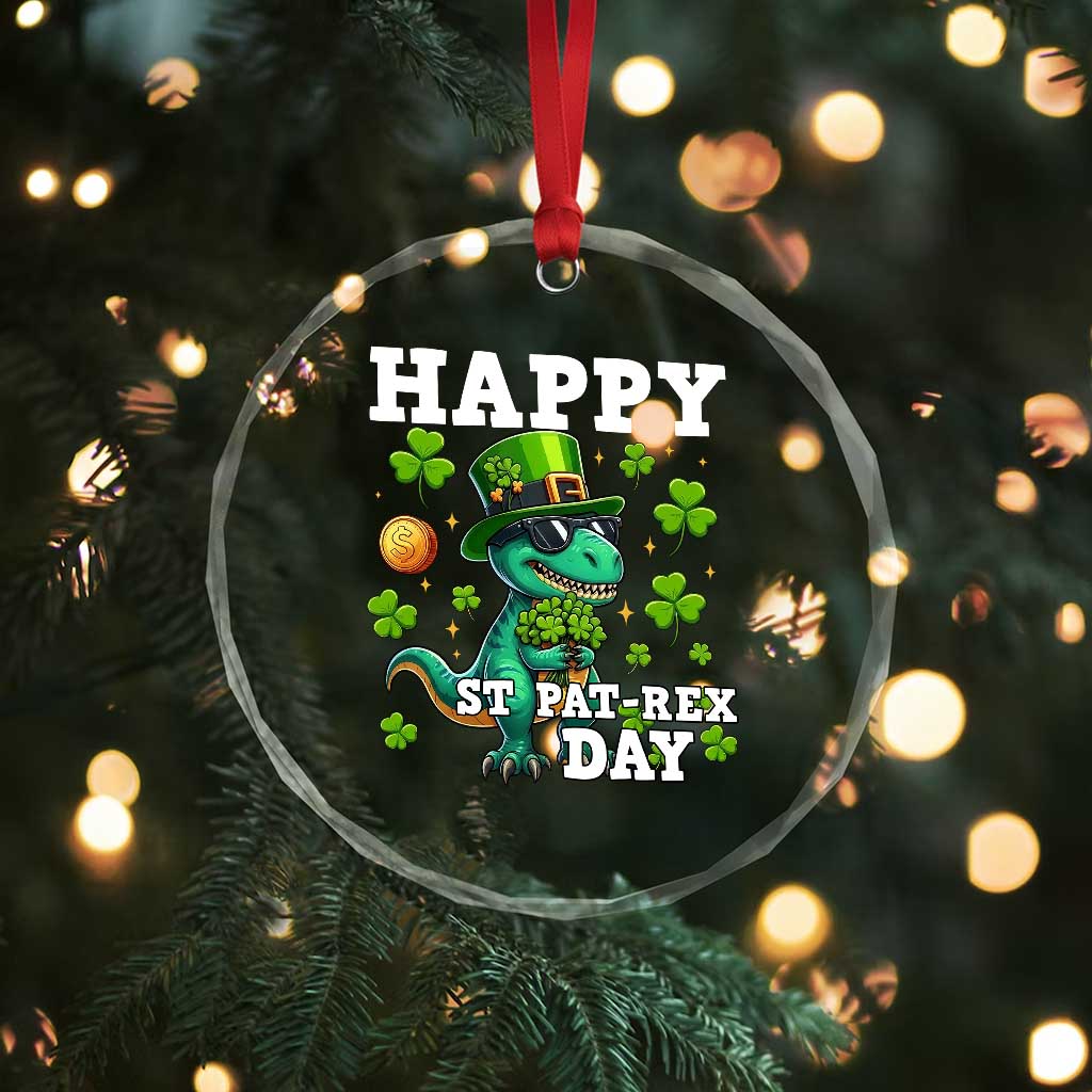 Happy St Pat Rex Day Crystal Glass Ornament St Patricks Day Dino Lover TS12 Print Your Wear