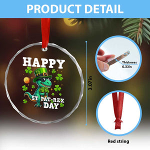 Happy St Pat Rex Day Crystal Glass Ornament St Patricks Day Dino Lover TS12 Print Your Wear