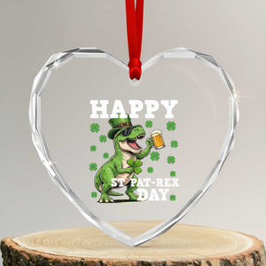 Happy St Pat Rex Day Heart Crystal Glass Ornament Funny Dinosaur Drinking Beer TS12 Transparent Glass 3'' Heart Print Your Wear