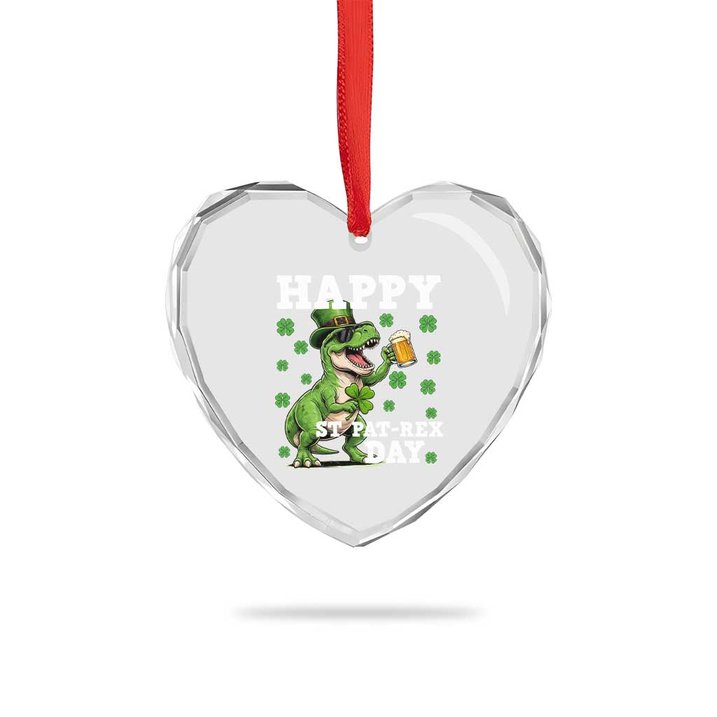 Happy St Pat Rex Day Heart Crystal Glass Ornament Funny Dinosaur Drinking Beer TS12 Print Your Wear