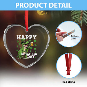 Happy St Pat Rex Day Heart Crystal Glass Ornament Funny Dinosaur Drinking Beer TS12 Print Your Wear