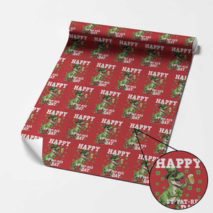 Happy St Pat Rex Day Wrapping Paper Roll Funny Dinosaur Drinking Beer TS12 Red Print Your Wear