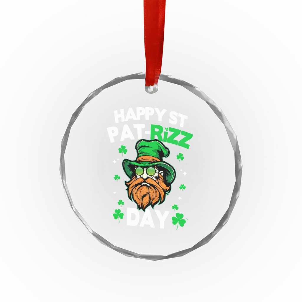 Happy St Pat Rizz Day Crystal Glass Ornament Funny St. Patrick's Day Leprechaun TS02 Print Your Wear