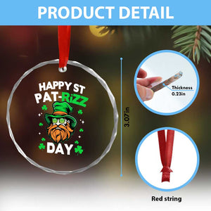Happy St Pat Rizz Day Crystal Glass Ornament Funny St. Patrick's Day Leprechaun TS02 Print Your Wear