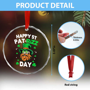 Happy St Pat Rizz Day Crystal Glass Ornament Funny St. Patrick's Day Leprechaun TS02 Print Your Wear