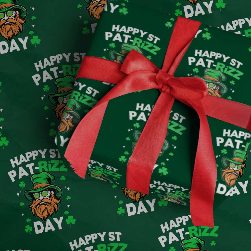 Happy St Pat Rizz Day Wrapping Paper Roll Funny St. Patrick's Day Leprechaun TS02 Green Print Your Wear