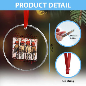 Happy Yee Haw Lidays Crystal Glass Ornament Western Christmas Horse Rider Cowgirl Gift TS12 Print Your Wear