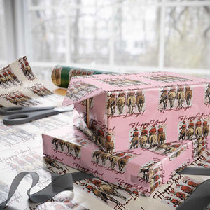 Happy Yee Haw Lidays Wrapping Paper Roll Western Christmas Horse Rider Cowgirl Gift TS12 Light Pink Print Your Wear