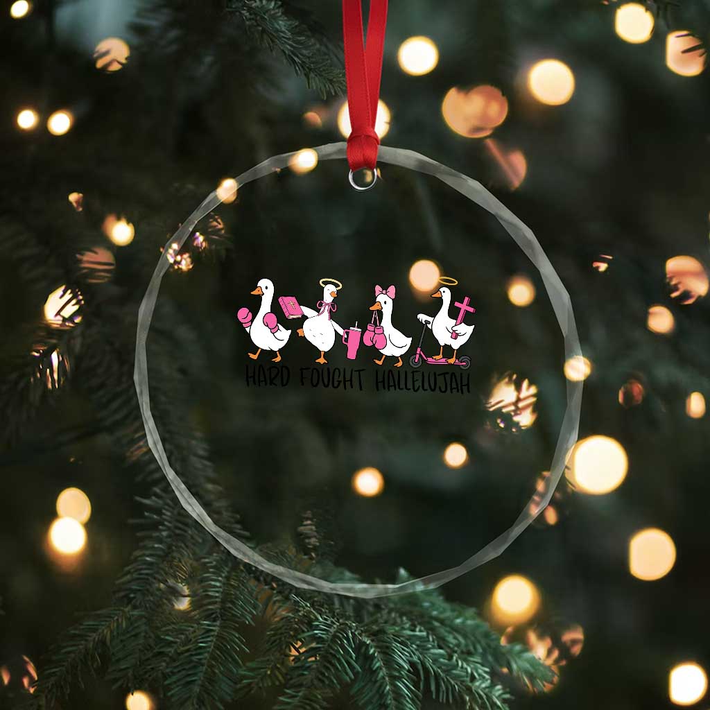 Hard Fought Hallelujah Crystal Glass Ornament Funny Christian Goose TS14 Print Your Wear