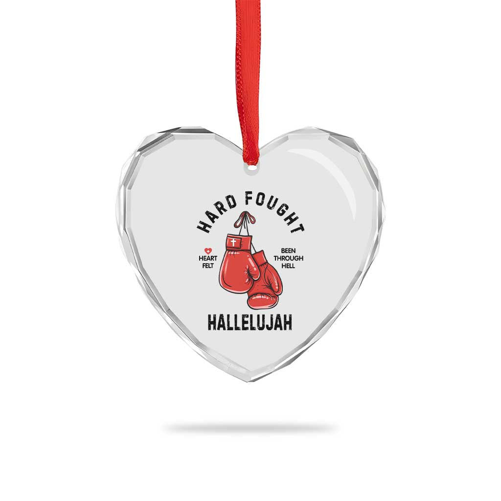 Hard Fought Hallelujah Heart Crystal Glass Ornament Christian Boxing Gloves Bible Verse Faith TS14 Print Your Wear