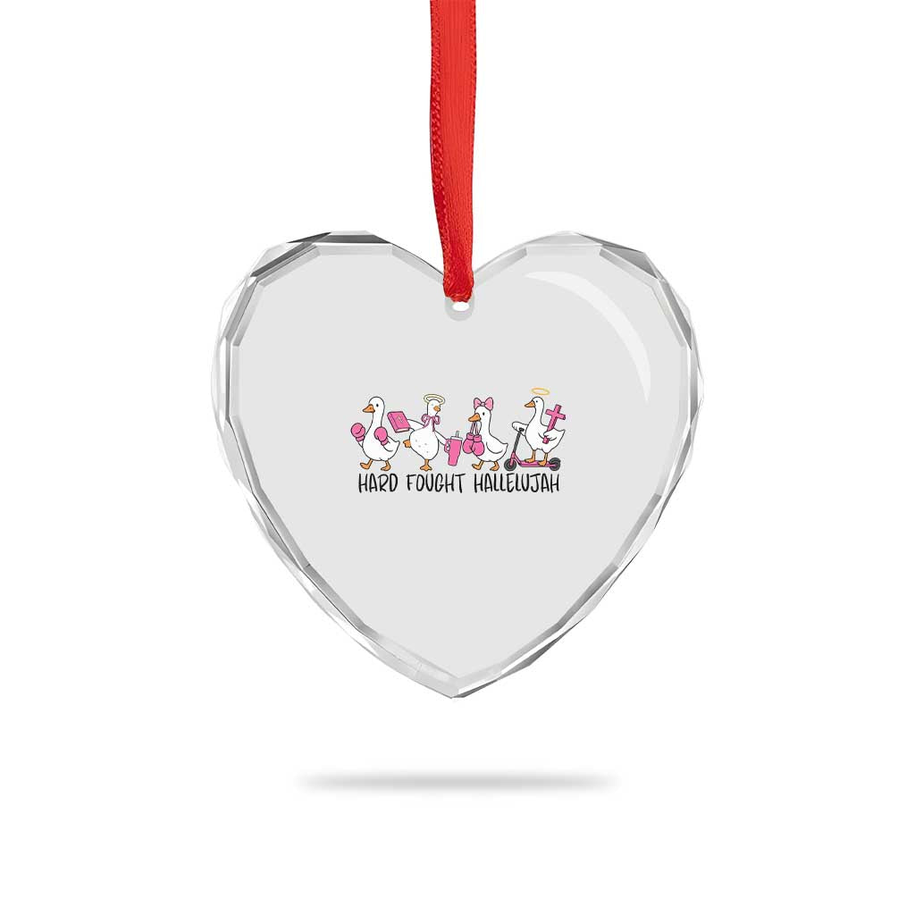 Hard Fought Hallelujah Heart Crystal Glass Ornament Funny Christian Goose TS14 Print Your Wear