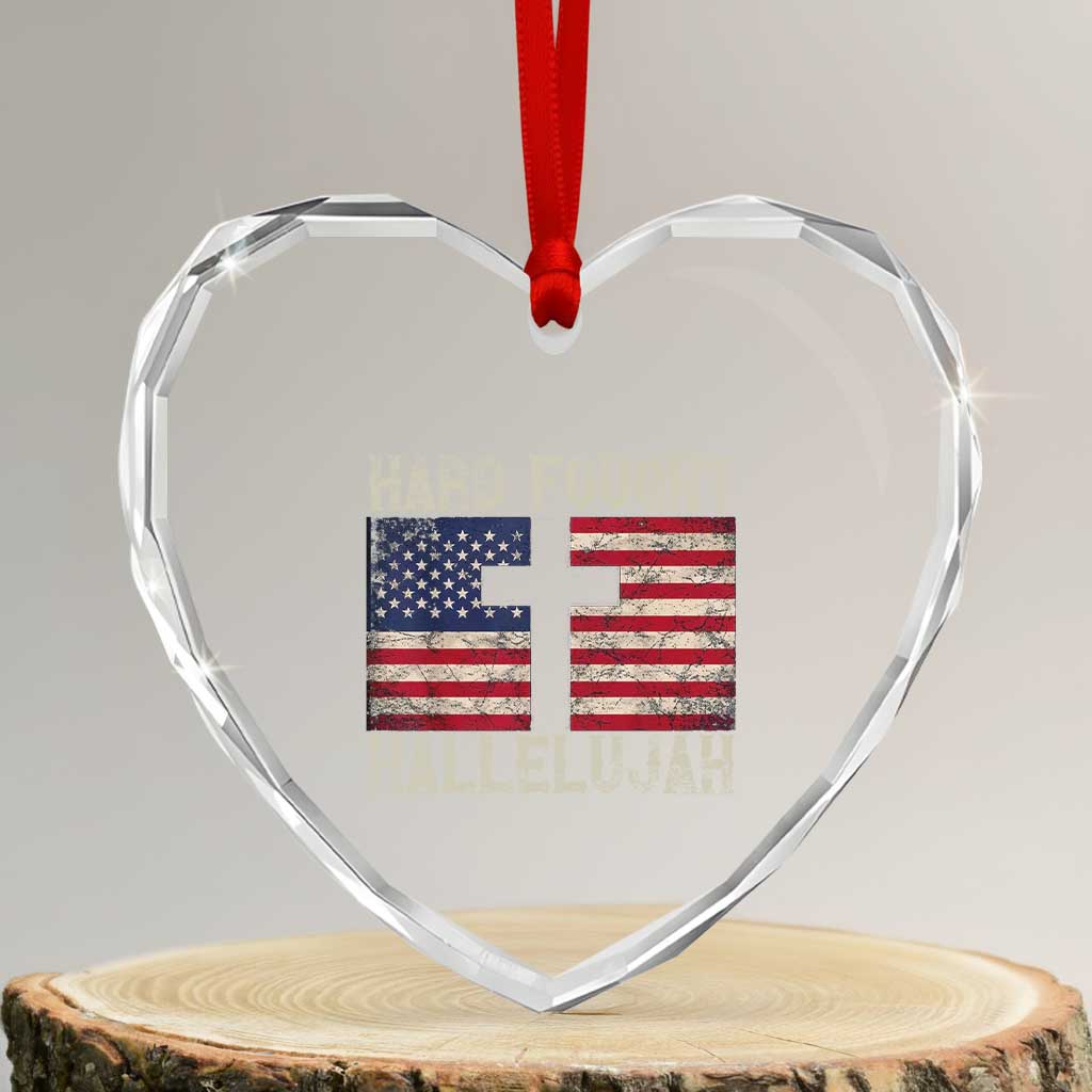 Hard Fought Hallelujah Heart Crystal Glass Ornament Patriotic Christian Faith American Flag TS14 Transparent Glass 3'' Heart Print Your Wear