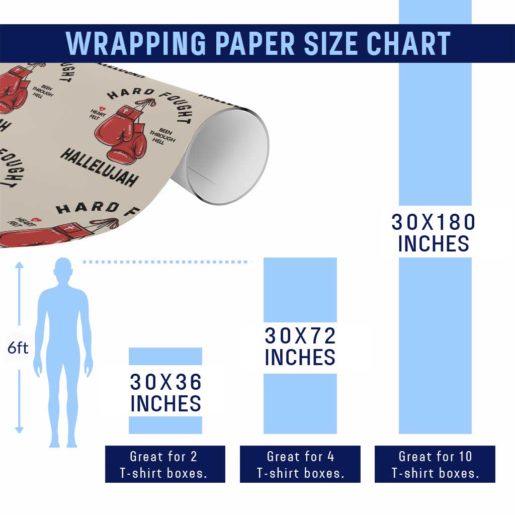 Hard Fought Hallelujah Wrapping Paper Roll Christian Boxing Gloves Bible Verse Faith TS14 Print Your Wear