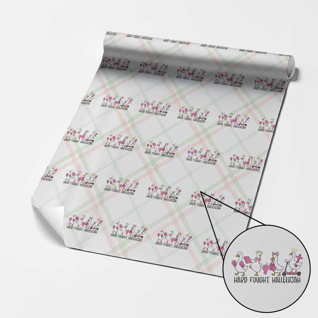 Hard Fought Hallelujah Wrapping Paper Roll Funny Christian Goose TS14 Christmas Plaid Print Your Wear