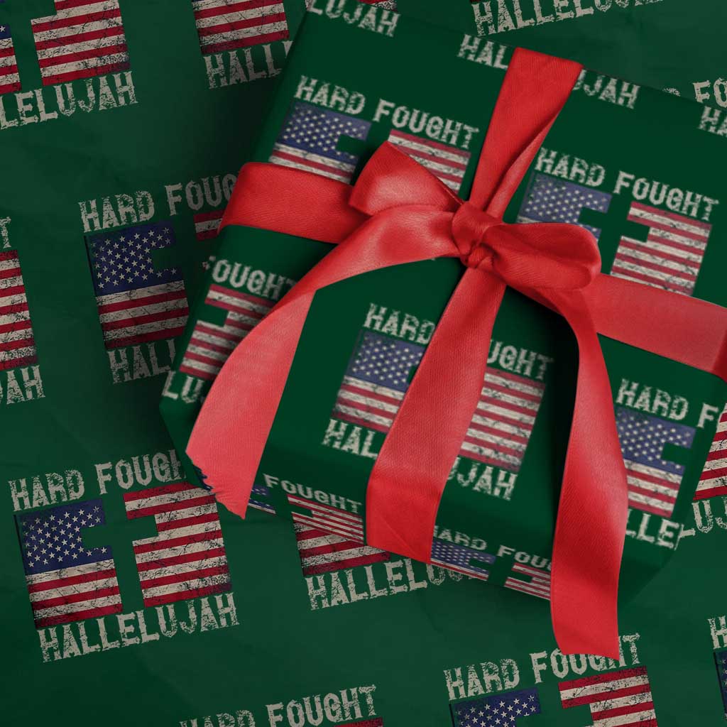 Hard Fought Hallelujah Wrapping Paper Roll Patriotic Christian Faith American Flag TS14 Green Print Your Wear