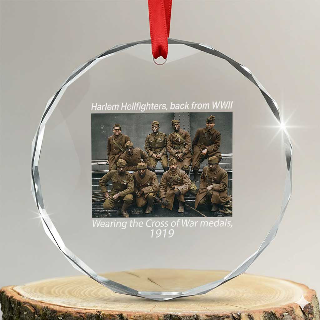 Harlem Hellfighters 1919 WWII Heroes Crystal Glass Ornament Cross of War Medal Tribute African American Black History TS02 Transparent Glass 3'' Circle Print Your Wear