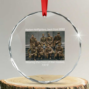 Harlem Hellfighters 1919 WWII Heroes Crystal Glass Ornament Cross of War Medal Tribute African American Black History TS02 Transparent Glass 3'' Circle Print Your Wear