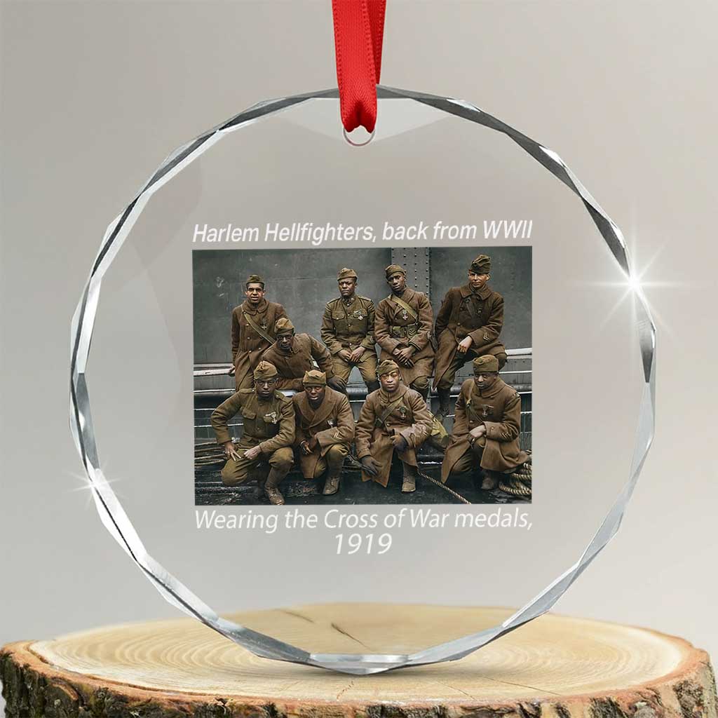 Harlem Hellfighters 1919 WWII Heroes Crystal Glass Ornament Cross of War Medal Tribute African American Black History TS02 Transparent Glass 3'' Circle Print Your Wear