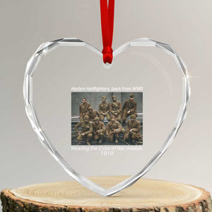 Harlem Hellfighters 1919 WWII Heroes Heart Crystal Glass Ornament Cross of War Medal Tribute African American Black History TS02 Transparent Glass 3'' Heart Print Your Wear