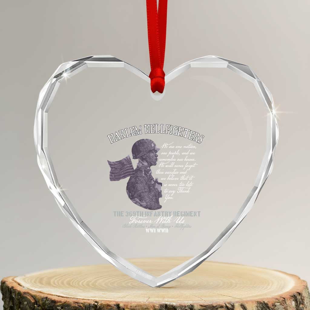 Harlem Hellfighters Tribute Heart Crystal Glass Ornament 369th Infantry Regiment Military Soldiers Vintage TS02 Transparent Glass 3'' Heart Print Your Wear
